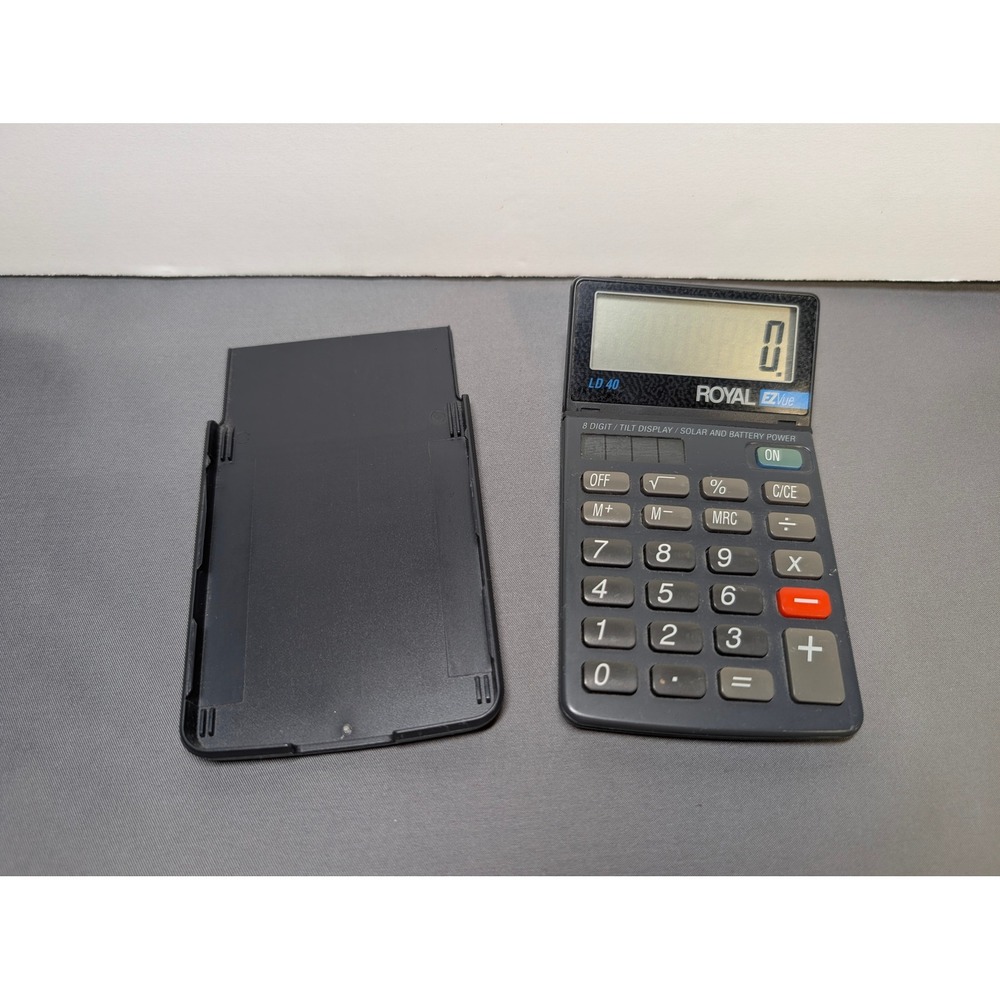 Royal EZVue LD 40 Vintage 8 Digit Tilt Screen Calculator with Sliding Case Black